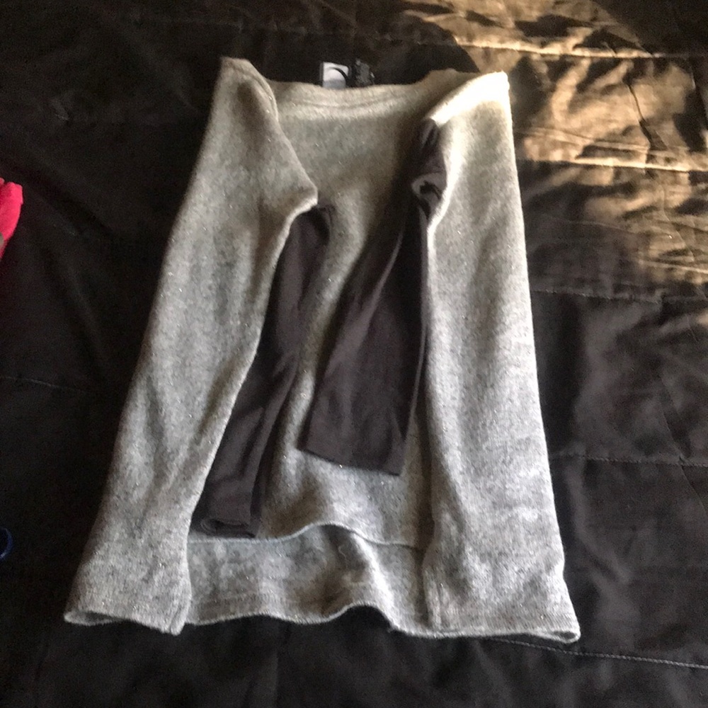 Sweater with tee shirt material arms